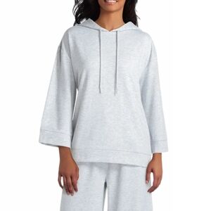 Halston Solid Knit Pullover Gray Hoodie sz Lg